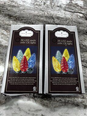 2 Pack NIB Vintage Trim A Home 50 LED C6 Multi Color Lights Indoor/Outdoor Kmart